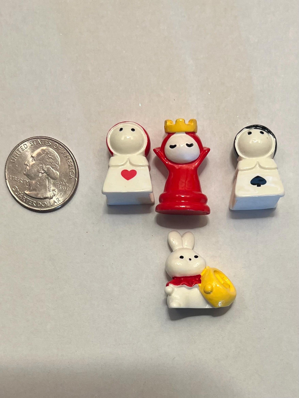 3D Acrylic Alice Chess Pieces Charms - Miniatures, Set of 4